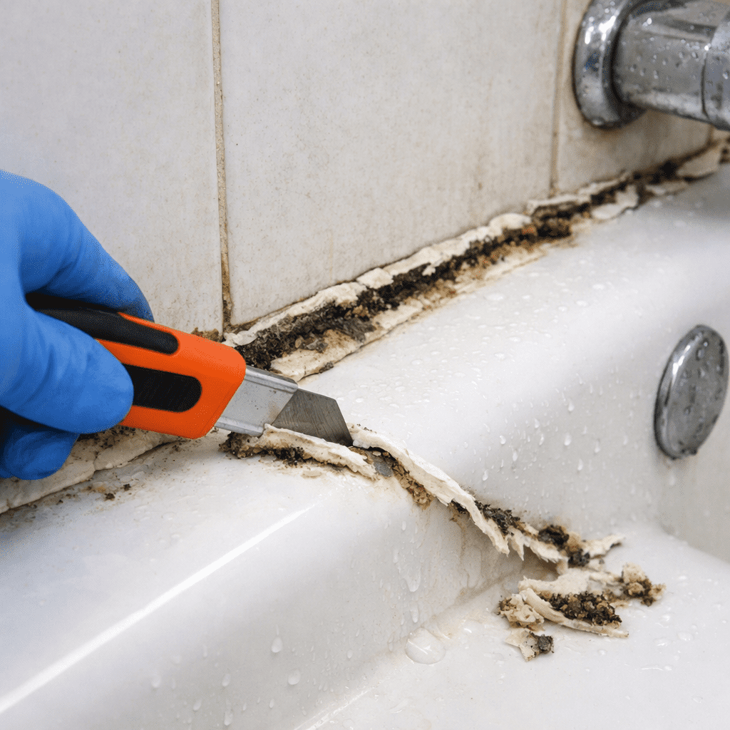 הסרת סיליקון ישן באמבטיה